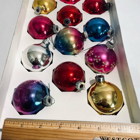 Vintage Christmas glass ball ornaments Shiny Bright & Rauch 14 - Picture 2 of 13